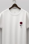 Red Rose Badge,T-Shirt σε Λευκό Χρώμα