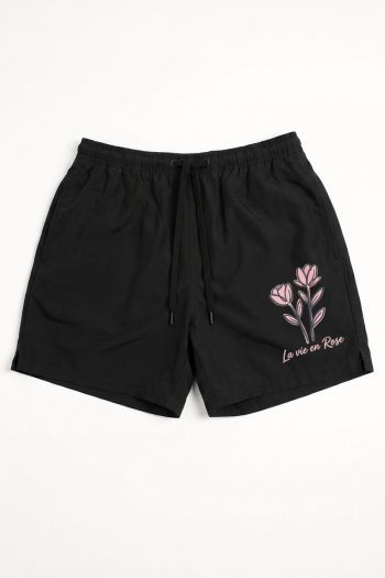 Ανδρικό Μαγιό σε Μαύρο Χρώμα με σχέδιο Love Rose Stem