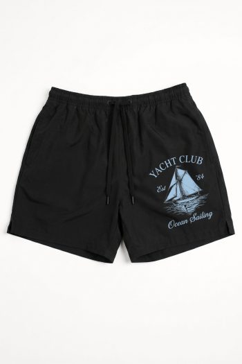 Ανδρικό Μαγιό σε Μαύρο Χρώμα με σχέδιο Ocean Yacht Club