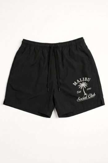 Ανδρικό Μαγιό σε Μαύρο Χρώμα με σχέδιο Malibu Social Club