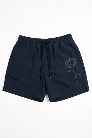 Ανδρικό Μαγιό σε Μπλε Χρώμα, Black Rose Outline