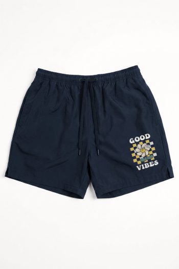 Ανδρικό Μαγιό σε Μπλε Χρώμα με σχέδιο Good Vibes Checker