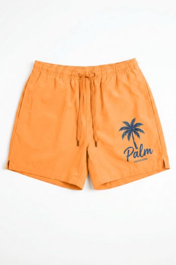 Ανδρικό Μαγιό σε Πορτοκαλί Χρώμα με σχέδιο  Blue Palm Script