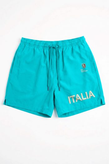 Ανδρικό Μαγιό σε Aqua Χρώμα με σχέδιο Italia Bold Hem