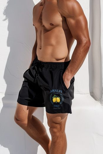Ανδρικό Μαγιό σε Μαύρο Χρώμα, Amalfi Lemon Crest