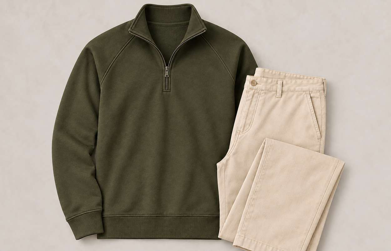 CHINO & HALF-ZIP