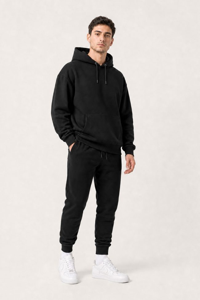 Σετ Παντελόνι Φόρμας & Hoodie, σε Μαύρο Χρώμα – 2-Pack