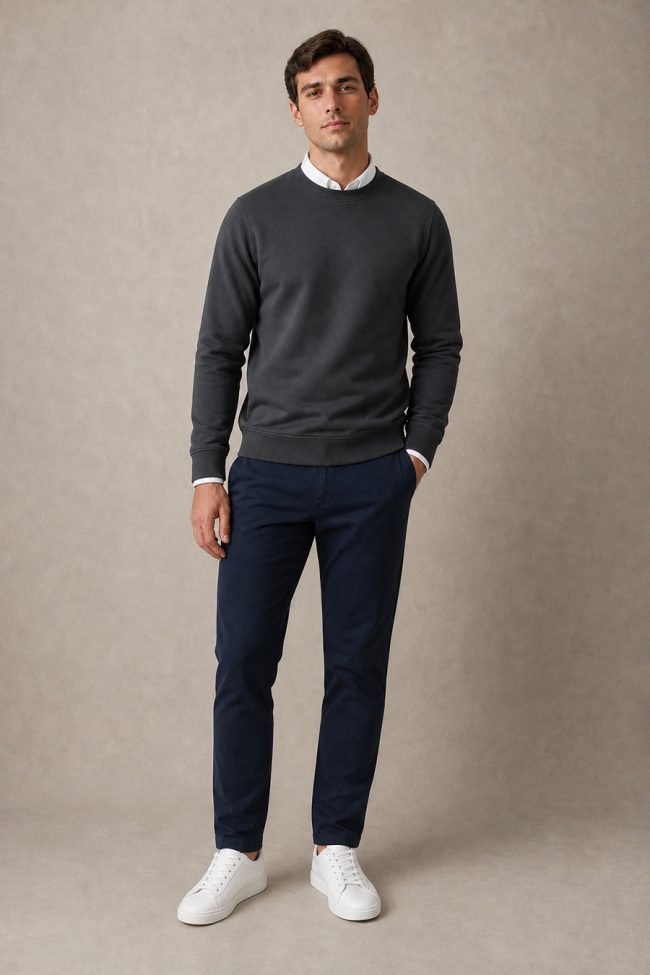 Ανδρικό Σετ Iron Gray Φούτερ & Navy Chino Παντελόνι