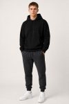 Ανδρικό Σετ Μαύρο Φούτερ με Κουκούλα & Iron Gray Jogger