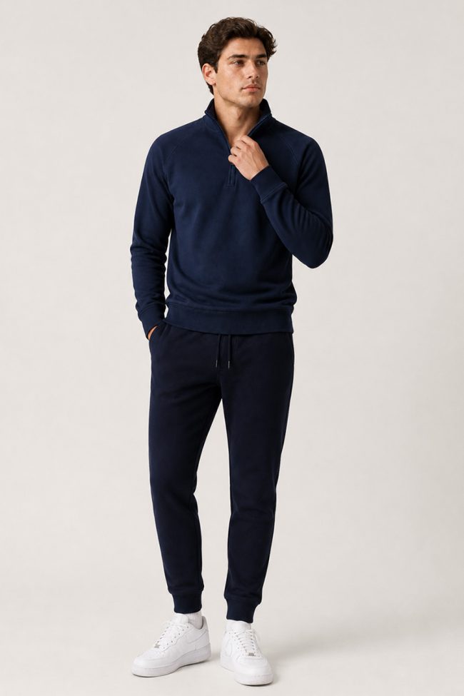 Ανδρικό Σετ Φόρμας & Φούτερ Half-Zip σε Mπλε Χρώμα