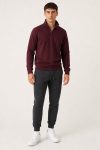 Ανδρικό Σετ Iron Gray Φόρμας & Μπορντό Φούτερ Half-Zip