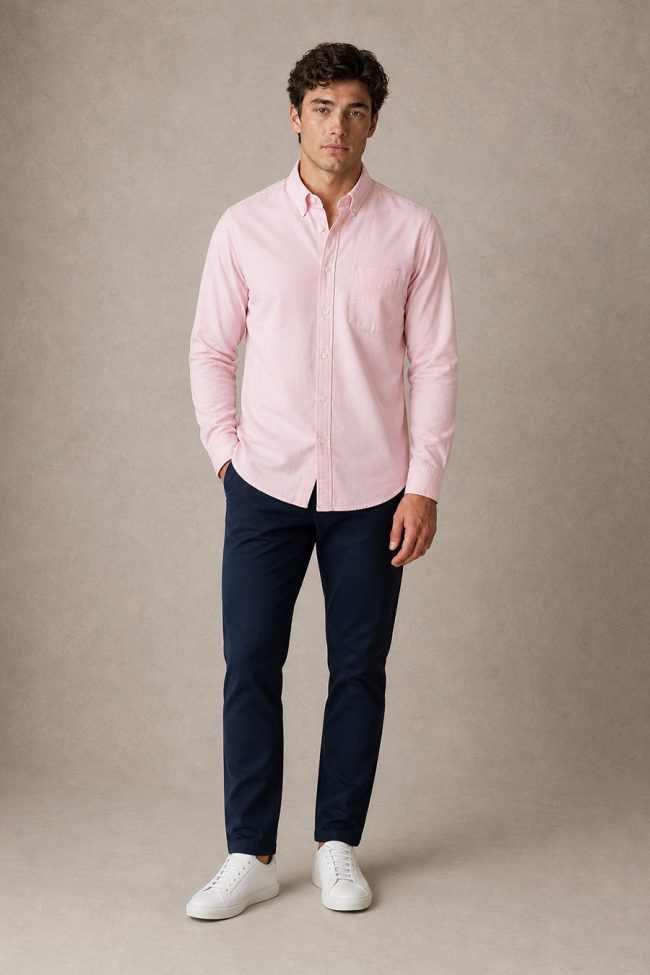 Ανδρικό Σετ Πουκάμισο Oxford Ροζ & Navy Chino
