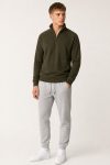 Ανδρικό Σετ Γκρι Φόρμας & Χακί Φούτερ Half-Zip