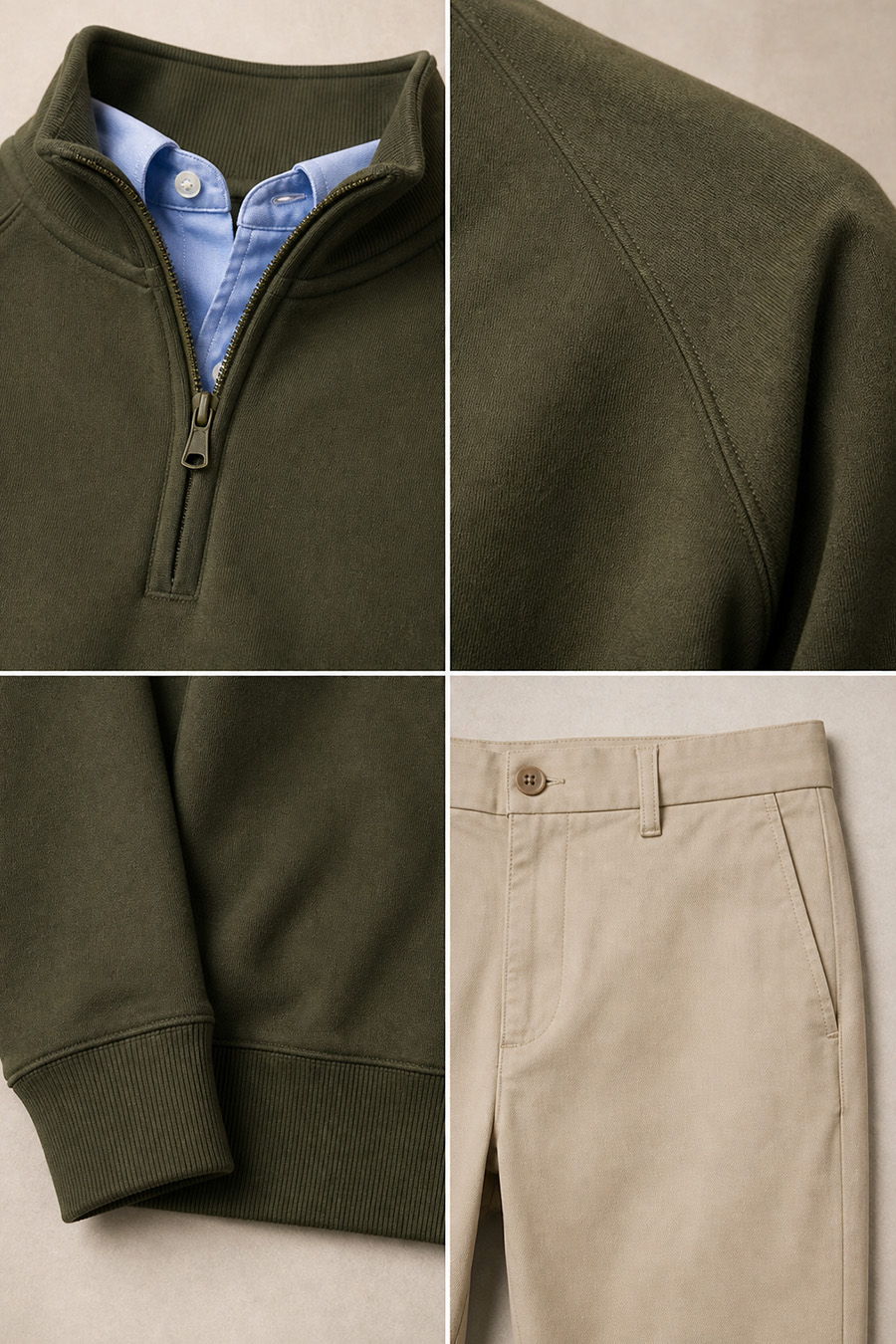 5-basic-set-e-xaki-halfzip-beige-panteloni-chino