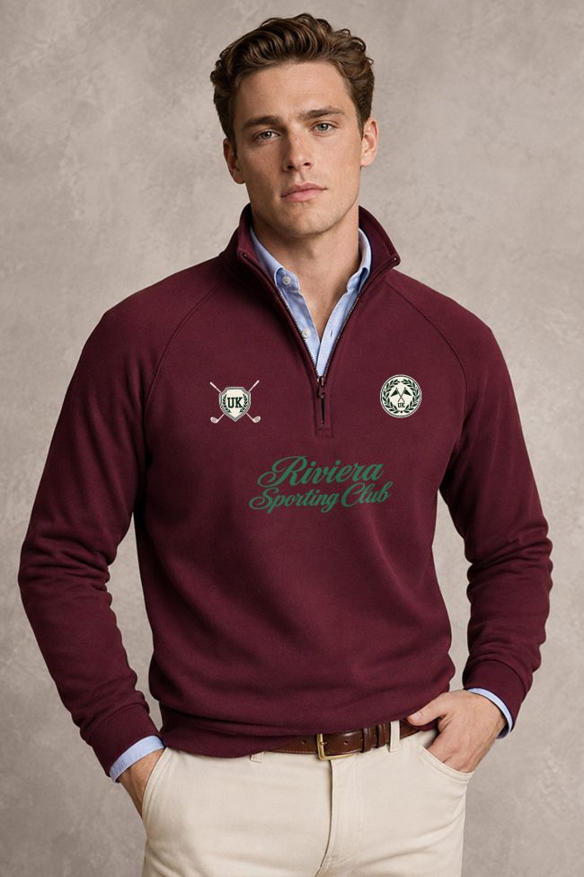 Riviera Sporting, Φούτερ Half Zip σε Μπορντώ Χρώμα