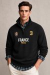 Φούτερ Half Zip France Paris Varsity σε Μαύρο Χρώμα