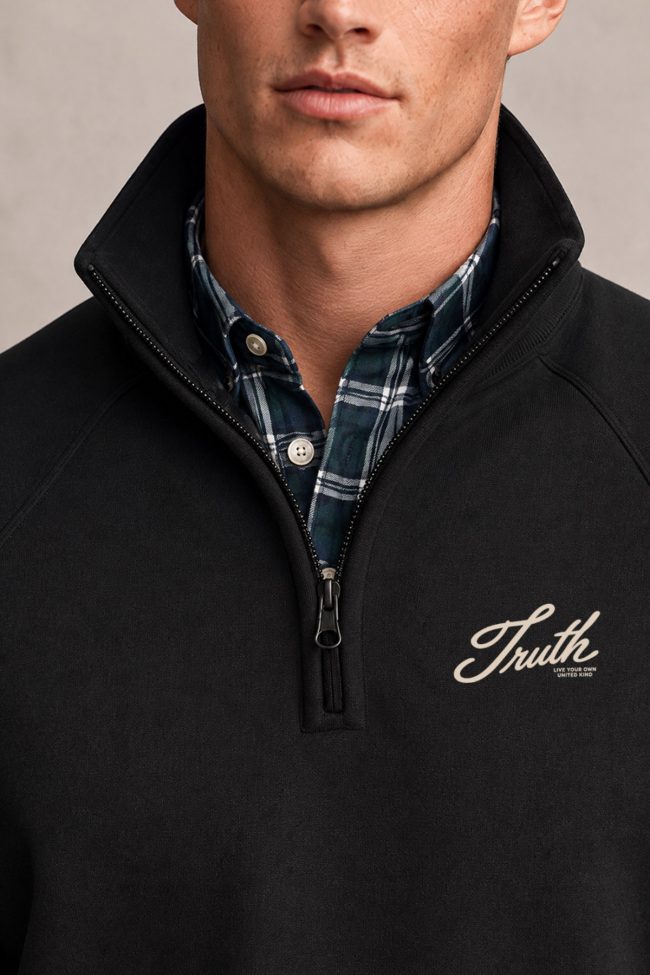 Truth Script, Φούτερ Half Zip σε Μαύρο Χρώμα