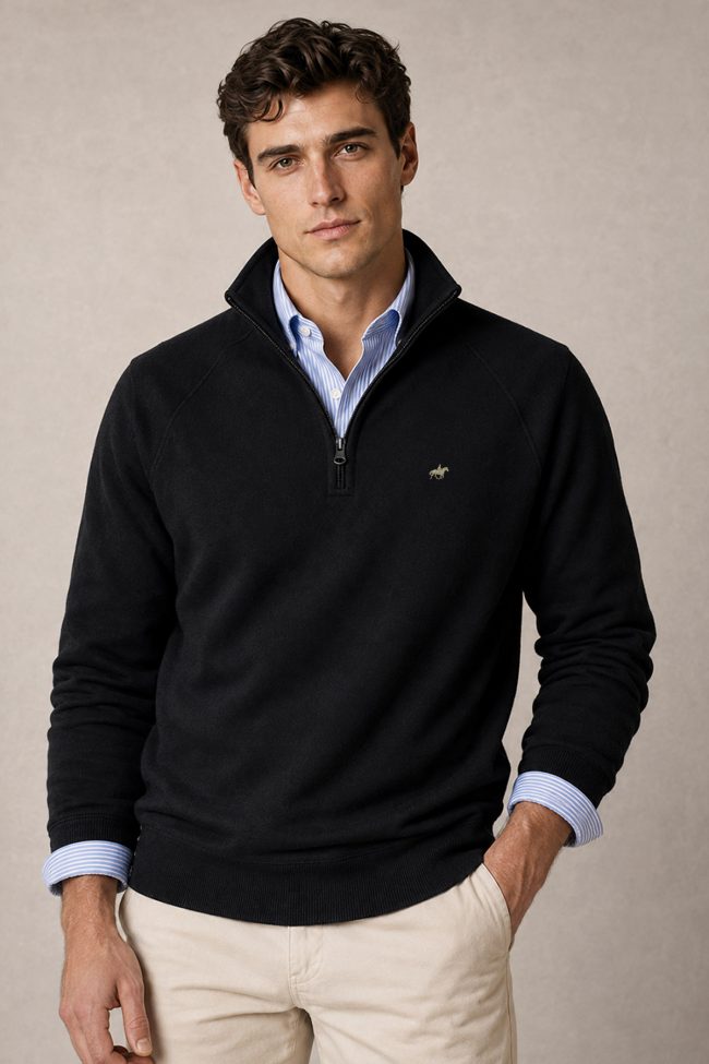 White Rider, Φούτερ Half Zip σε Μαύρο Χρώμα