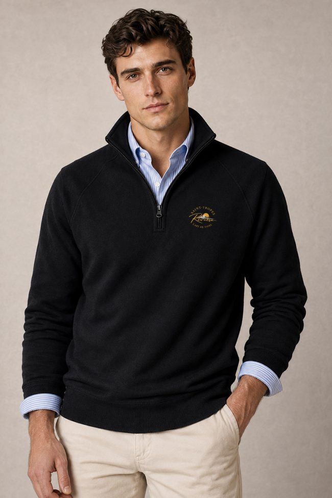 Φούτερ Half Zip Saint Tropez Riviera σε Μαύρο Χρώμα
