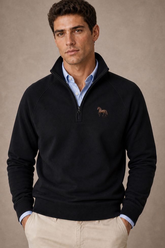 Chestnut Stallion, Φούτερ Half Zip σε Μαύρο Χρώμα