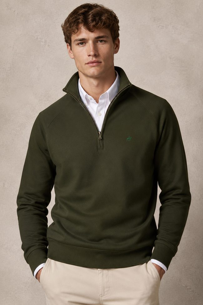 Green Rider, Φούτερ Half Zip σε Χακί Χρώμα