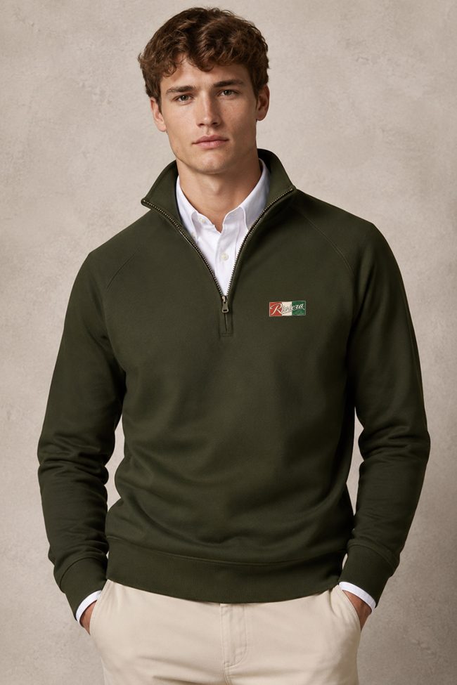Riviera Tricolour, Φούτερ Half Zip σε Χακί Χρώμα