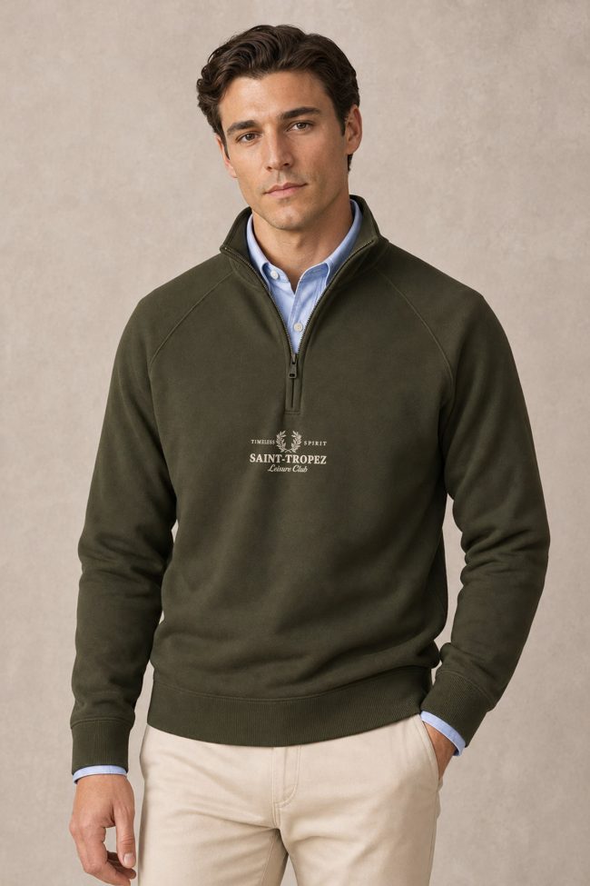 Saint Tropez Ivory, Φούτερ Half Zip σε Χακί Χρώμα
