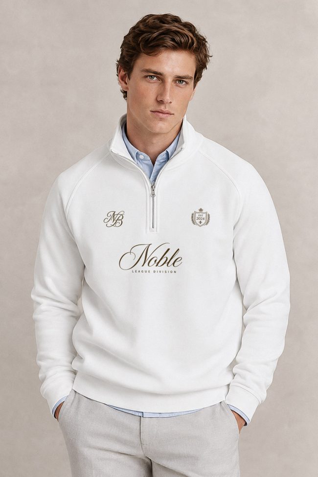 Noble Division, Φούτερ Half Zip σε Λευκό Χρώμα