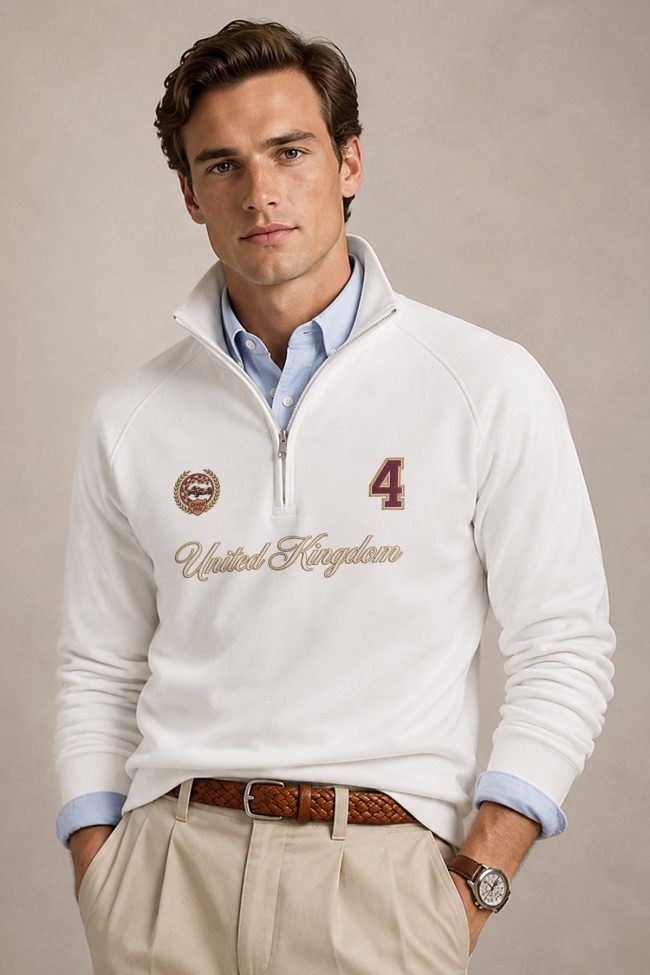Φούτερ Half Zip United Kingdom Crest σε Λευκό Χρώμα