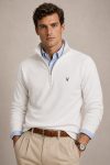 Green Deer Emblem, Φούτερ Half Zip σε Λευκό Χρώμα