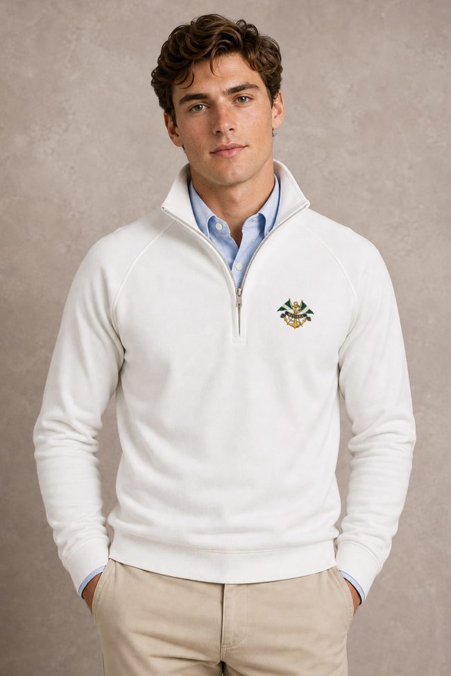 Riviera Anchor, Φούτερ Half Zip σε Λευκό Χρώμα