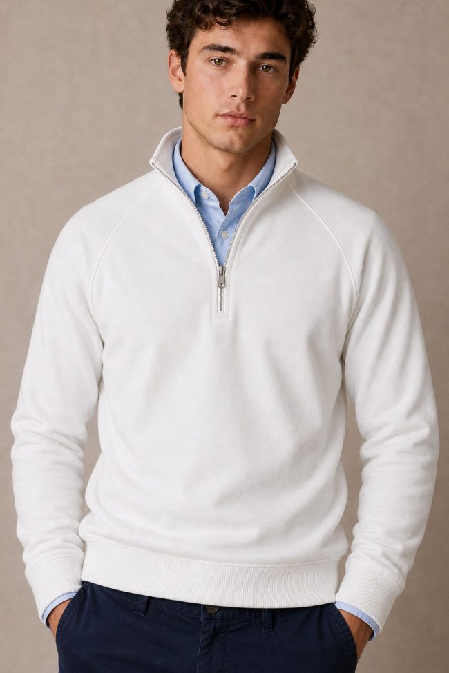 Essential, Φούτερ Half Zip σε Λευκό Χρώμα