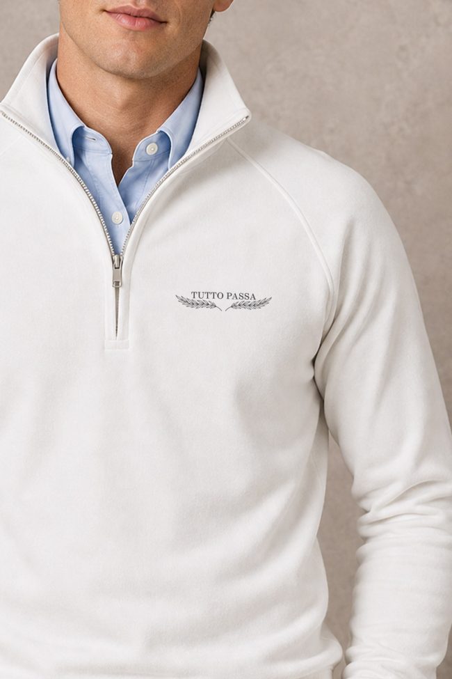 Φούτερ Half Zip Tutto Passa Charcoal σε Λευκό Χρώμα