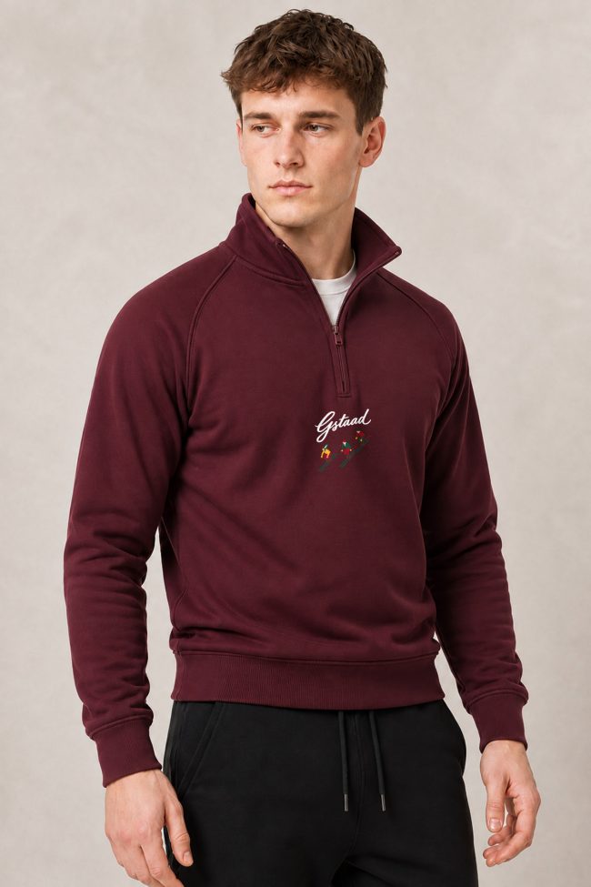 Gstaad Ski Club, Φούτερ Half Zip σε Μπορντώ Χρώμα