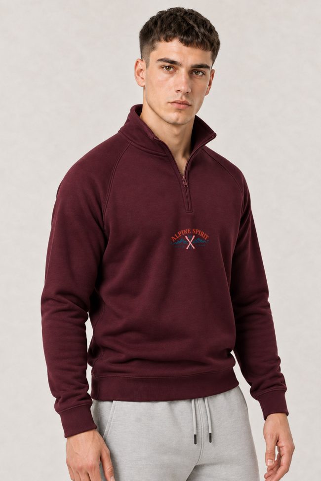 Alpine Spirit, Φούτερ Half Zip σε Μπορντώ Χρώμα