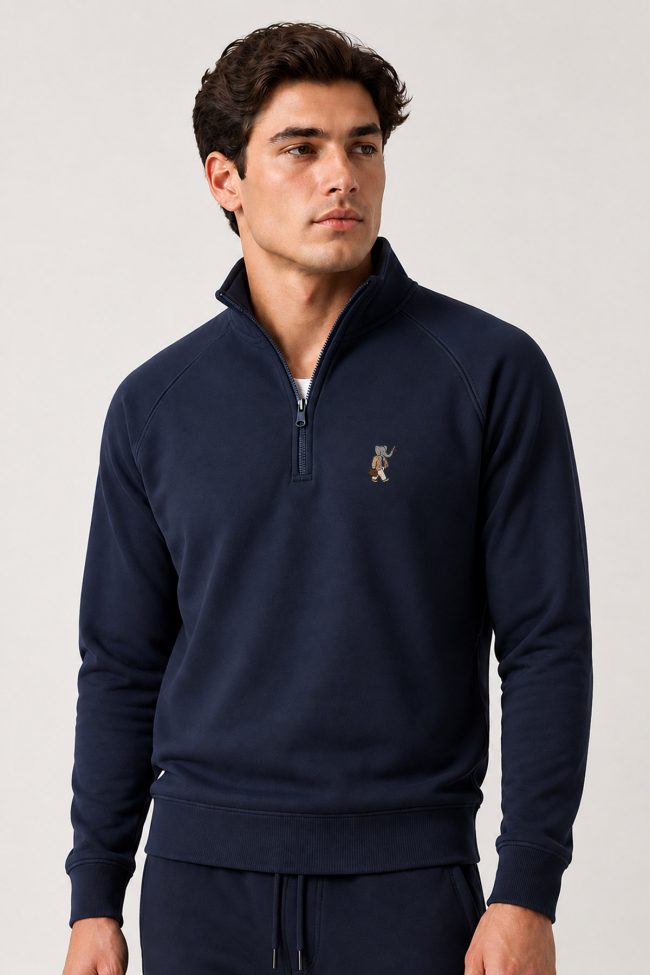 Dapper Elephant, Φούτερ Half Zip σε Μπλε Χρώμα