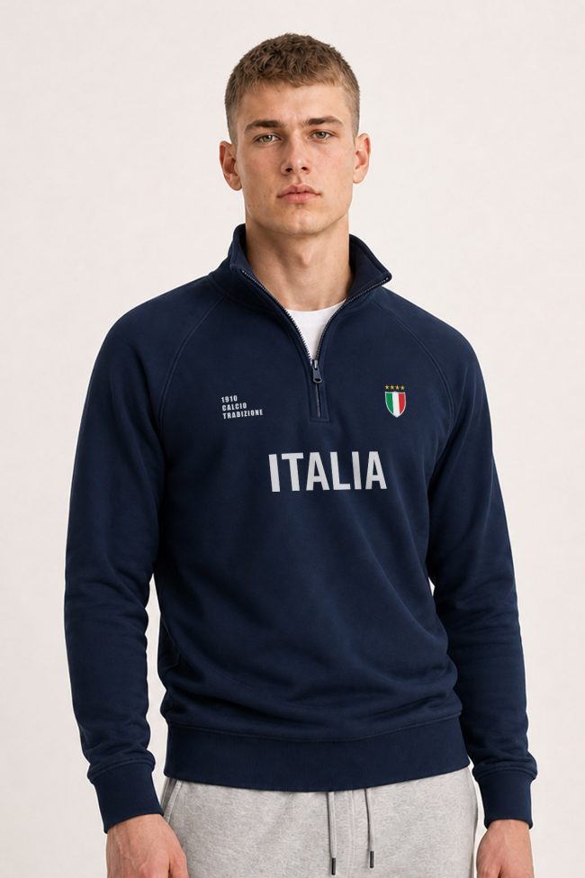 Italia Calcio, Φούτερ Half Zip σε Μπλε Χρώμα