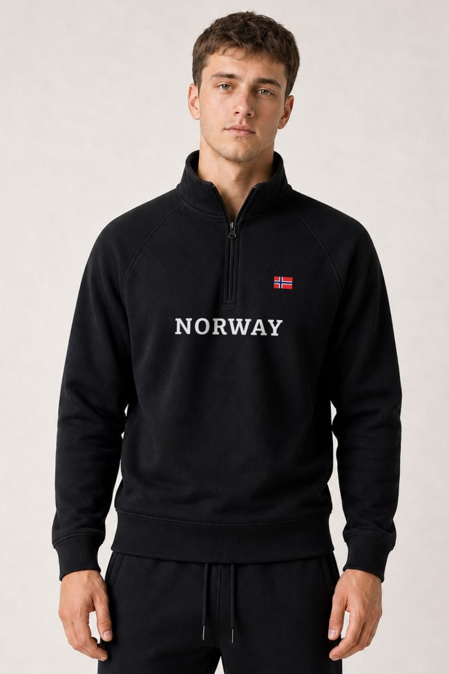 Norway Varsity, Φούτερ Half Zip σε Μαύρο Χρώμα