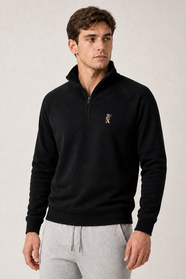 Dapper Elephant, Φούτερ Half Zip σε Μαύρο Χρώμα