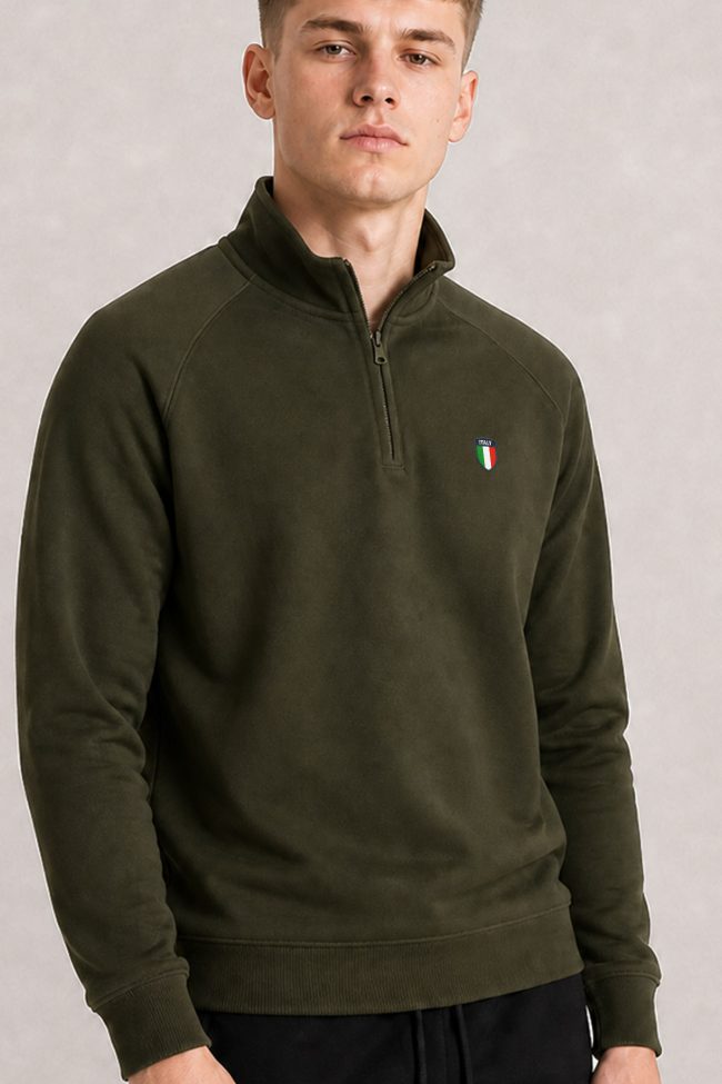 Italy Navy Shield, Φούτερ Half Zip σε Χακί Χρώμα