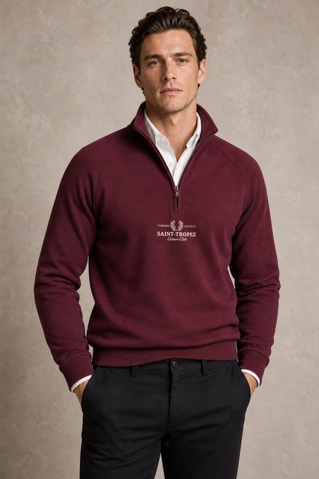 Saint Tropez Ivory, Φούτερ Half Zip σε Μπορντώ Χρώμα