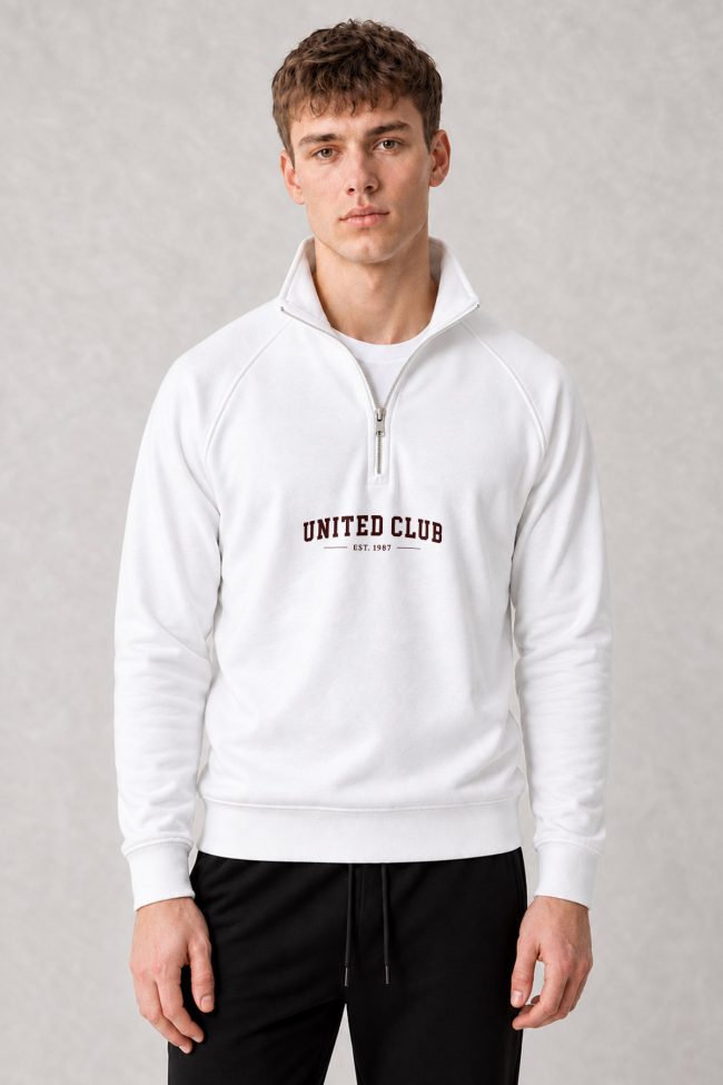 United Club 1987, Φούτερ Half Zip σε Λευκό Χρώμα
