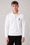 Crossed Skis, Φούτερ Half Zip σε Λευκό Χρώμα
