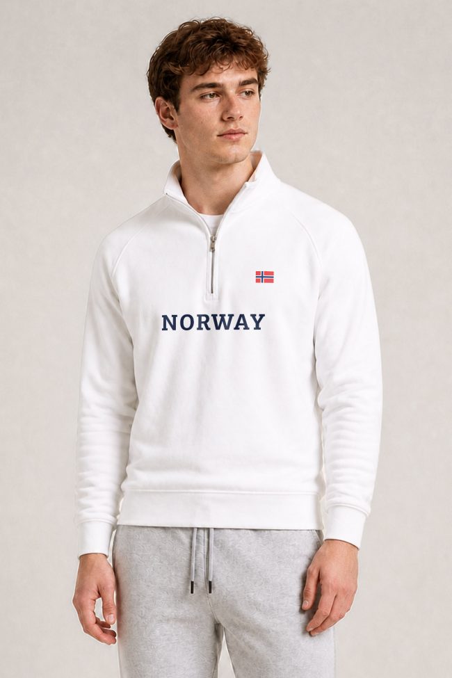 Norway Varsity, Φούτερ Half Zip σε Λευκό Χρώμα