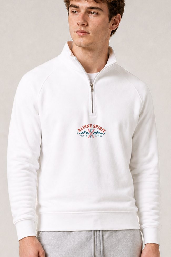 Alpine Spirit, Φούτερ Half Zip σε Λευκό Χρώμα