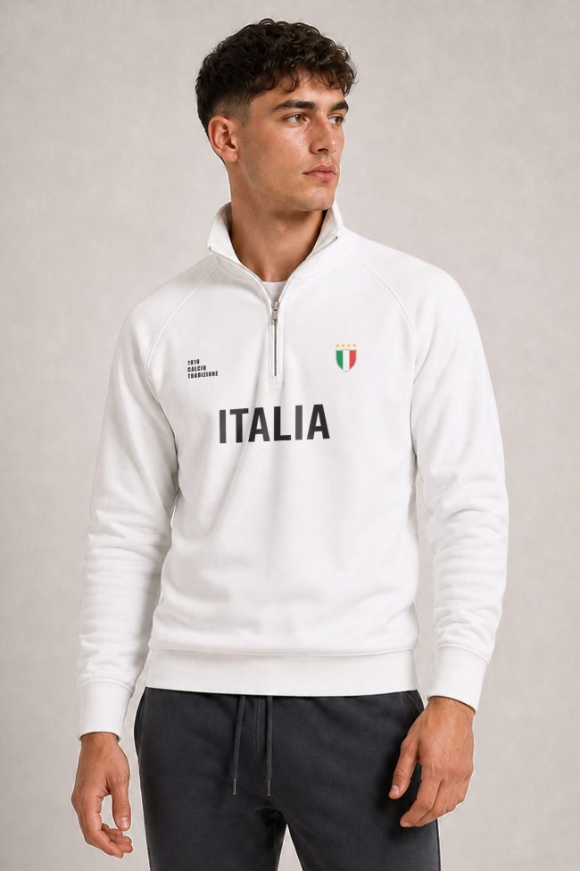 Italia Calcio, Φούτερ Half Zip σε Λευκό Χρώμα