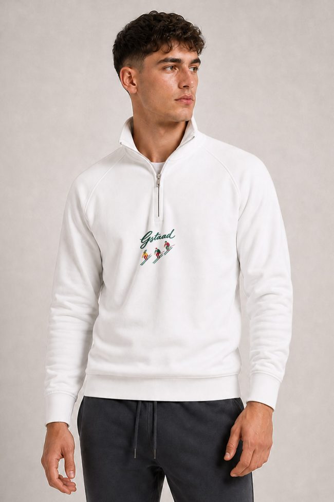 Gstaad Ski Club, Φούτερ Half Zip σε Λευκό Χρώμα