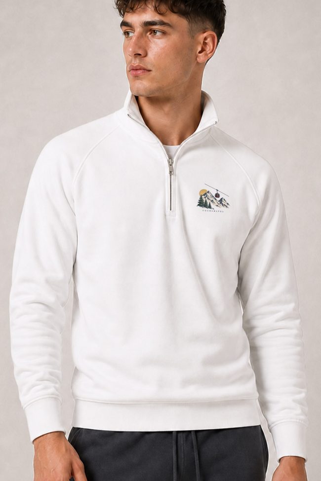 Alpine Escape, Φούτερ Half Zip σε Λευκό Χρώμα