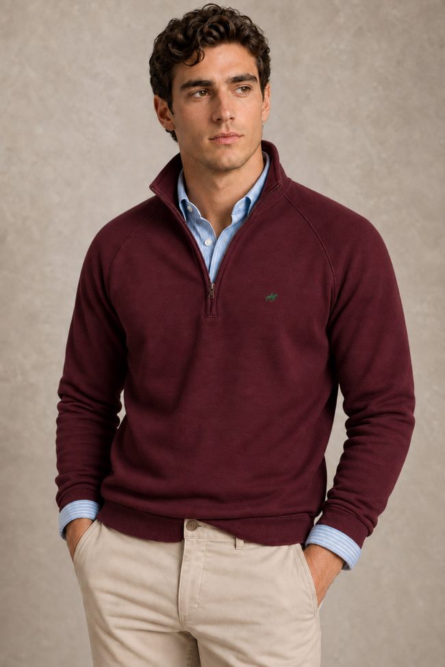 Green Rider, Φούτερ Half Zip σε Μπορντώ Χρώμα