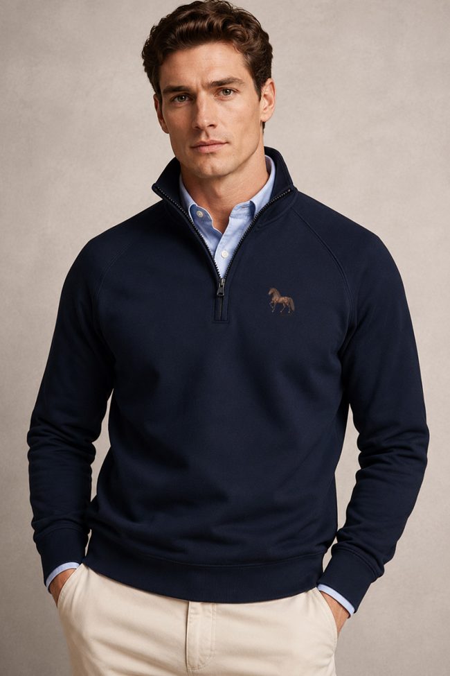 Chestnut Stallion, Φούτερ Half Zip σε Μπλε Χρώμα